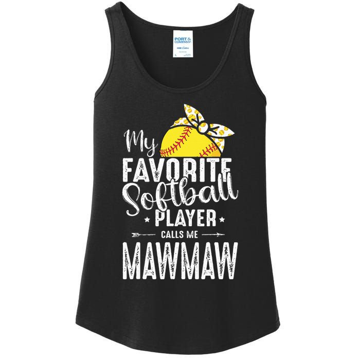 My Favorite Softball Player Calls Me Mawmaw Ladies Essential Tank