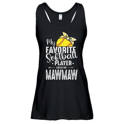 My Favorite Softball Player Calls Me Mawmaw Ladies Essential Flowy Tank