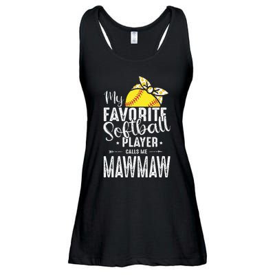 My Favorite Softball Player Calls Me Mawmaw Ladies Essential Flowy Tank