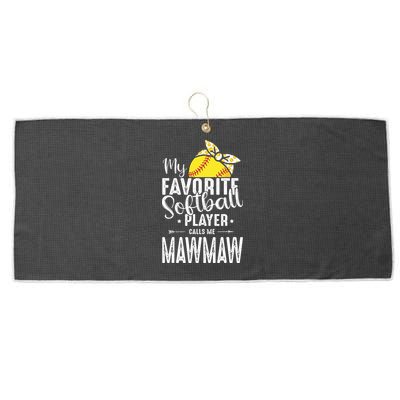 My Favorite Softball Player Calls Me Mawmaw Large Microfiber Waffle Golf Towel