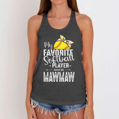 My Favorite Softball Player Calls Me Mawmaw Women's Knotted Racerback Tank