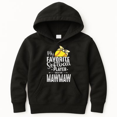 My Favorite Softball Player Calls Me Mawmaw Kids Hoodie