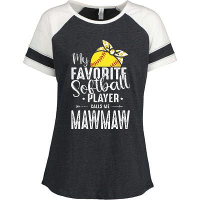 My Favorite Softball Player Calls Me Mawmaw Enza Ladies Jersey Colorblock Tee