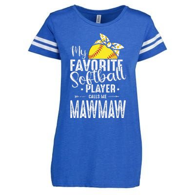 My Favorite Softball Player Calls Me Mawmaw Enza Ladies Jersey Football T-Shirt