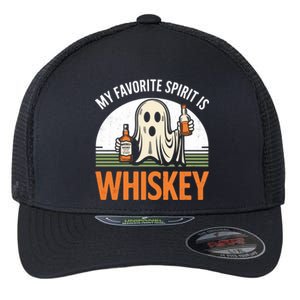 My Favorite Spirit Is Whiskey Funny Halloween Design Flexfit Unipanel Trucker Cap