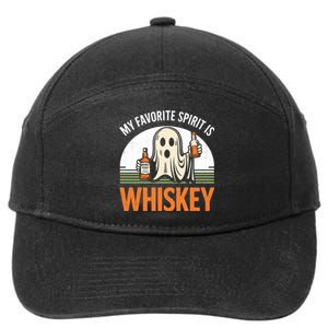 My Favorite Spirit Is Whiskey Funny Halloween Design 7-Panel Snapback Hat