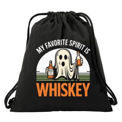 My Favorite Spirit Is Whiskey Funny Halloween Design Drawstring Bag