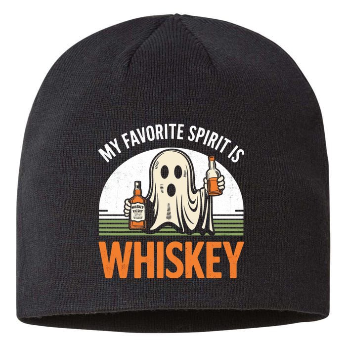 My Favorite Spirit Is Whiskey Funny Halloween Design Sustainable Beanie