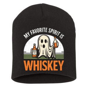 My Favorite Spirit Is Whiskey Funny Halloween Design Short Acrylic Beanie