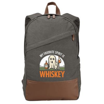 My Favorite Spirit Is Whiskey Funny Halloween Design Cotton Canvas Backpack