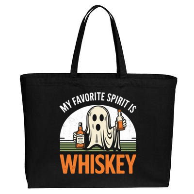 My Favorite Spirit Is Whiskey Funny Halloween Design Cotton Canvas Jumbo Tote