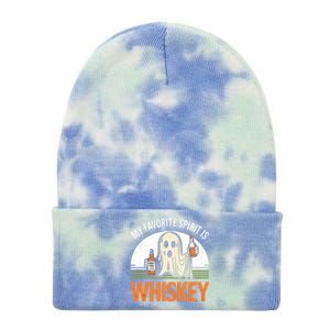 My Favorite Spirit Is Whiskey Funny Halloween Design Tie Dye 12in Knit Beanie