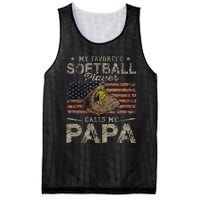 My Favorite Softball Player Calls Me Papa Father's Day Mesh Reversible Basketball Jersey Tank