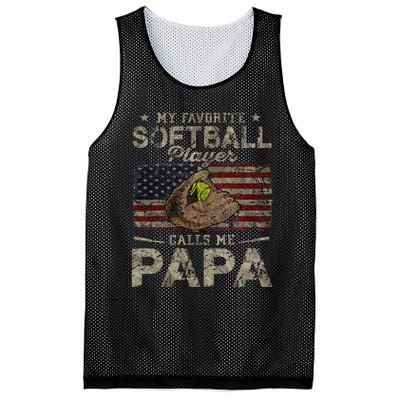 My Favorite Softball Player Calls Me Papa Father's Day Mesh Reversible Basketball Jersey Tank