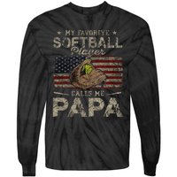 My Favorite Softball Player Calls Me Papa Father's Day Tie-Dye Long Sleeve Shirt