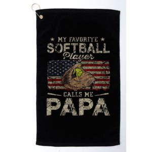 My Favorite Softball Player Calls Me Papa Father's Day Platinum Collection Golf Towel