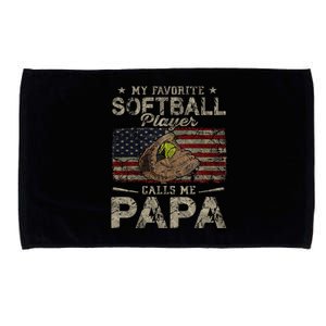 My Favorite Softball Player Calls Me Papa Father's Day Microfiber Hand Towel