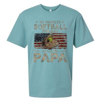 My Favorite Softball Player Calls Me Papa Father's Day Sueded Cloud Jersey T-Shirt