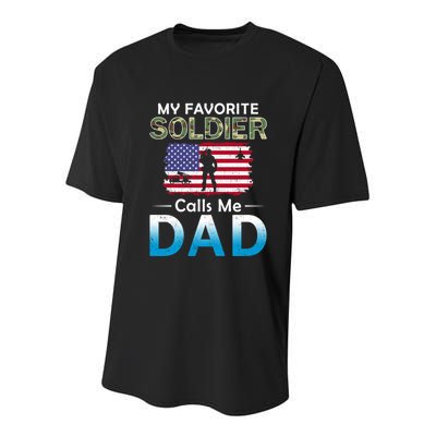 My Favorite Soldier Calls Me Dadgiftproud Army Dad Army Gift Meaningful Gift Youth Performance Sprint T-Shirt