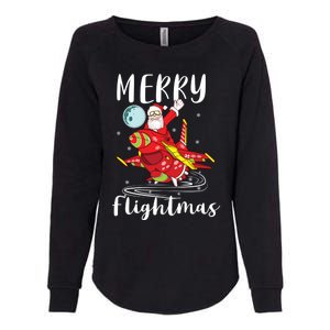 Merry Flightmas Santa Claus Pilot Flying Airplane Aviation Cool Gift Womens California Wash Sweatshirt