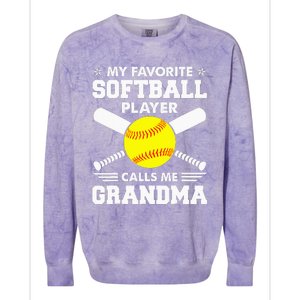 My Favorite Softball Player Calls Me Grandma Funny Colorblast Crewneck Sweatshirt