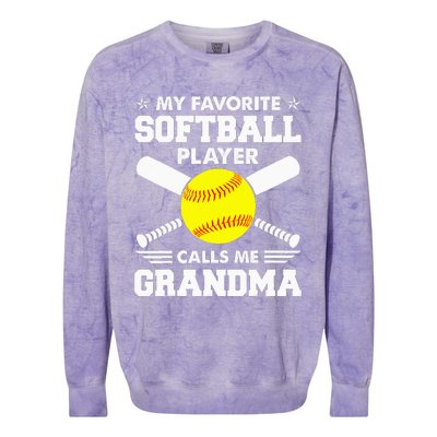 My Favorite Softball Player Calls Me Grandma Funny Colorblast Crewneck Sweatshirt