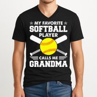 My Favorite Softball Player Calls Me Grandma Funny V-Neck T-Shirt