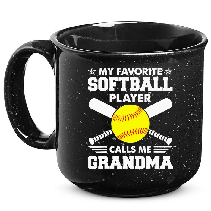 My Favorite Softball Player Calls Me Grandma Funny 15oz Campfire Ceramic Mug