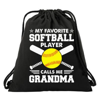My Favorite Softball Player Calls Me Grandma Funny Drawstring Bag