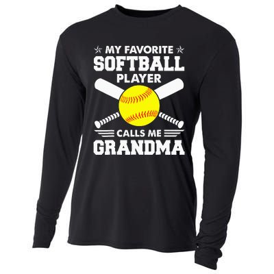 My Favorite Softball Player Calls Me Grandma Funny Cooling Performance Long Sleeve Crew