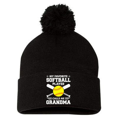 My Favorite Softball Player Calls Me Grandma Funny Pom Pom 12in Knit Beanie