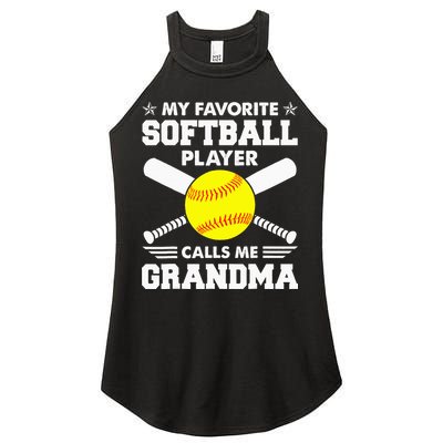 My Favorite Softball Player Calls Me Grandma Funny Women's Perfect Tri Rocker Tank