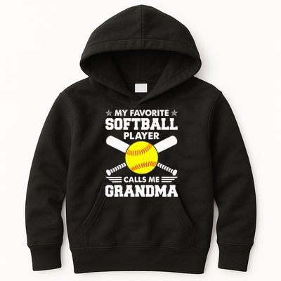 My Favorite Softball Player Calls Me Grandma Funny Kids Hoodie