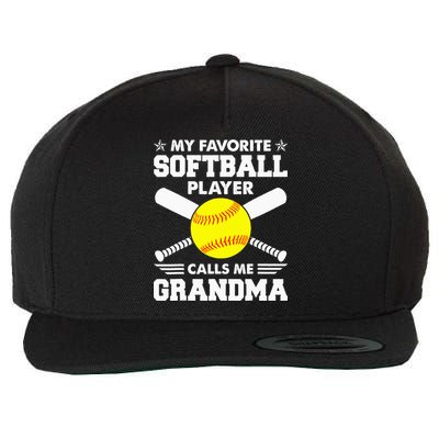 My Favorite Softball Player Calls Me Grandma Funny Wool Snapback Cap