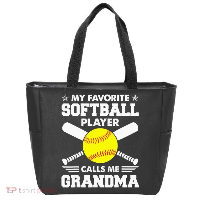 My Favorite Softball Player Calls Me Grandma Funny Zip Tote Bag