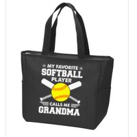 My Favorite Softball Player Calls Me Grandma Funny Zip Tote Bag