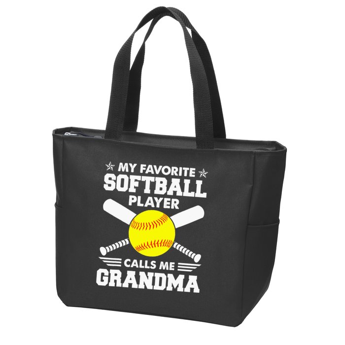 My Favorite Softball Player Calls Me Grandma Funny Zip Tote Bag