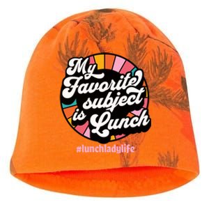 My Favorite Subject Is Lunch Funny Lunch Lady Cute Gift Kati - Camo Knit Beanie