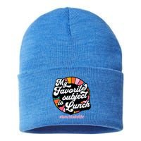 My Favorite Subject Is Lunch Funny Lunch Lady Cute Gift Sustainable Knit Beanie