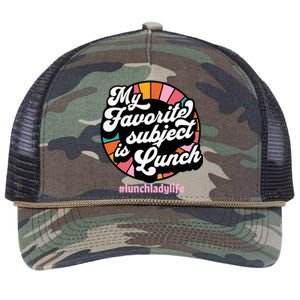 My Favorite Subject Is Lunch Funny Lunch Lady Cute Gift Retro Rope Trucker Hat Cap