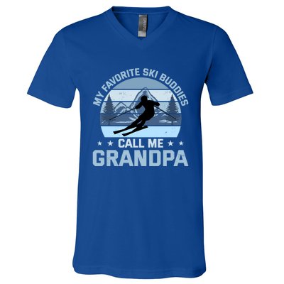 My Favorite Ski Buddies Call Me Grandpa Skiing Grandfather Funny Gift V-Neck T-Shirt