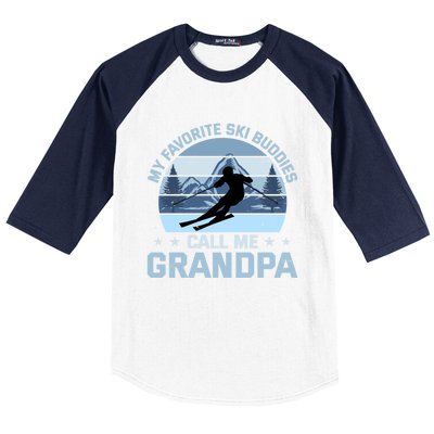 My Favorite Ski Buddies Call Me Grandpa Skiing Grandfather Funny Gift Baseball Sleeve Shirt