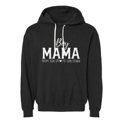 Mama From Son Upto Son Down Funny Mother's Day Fun Mom Garment-Dyed Fleece Hoodie