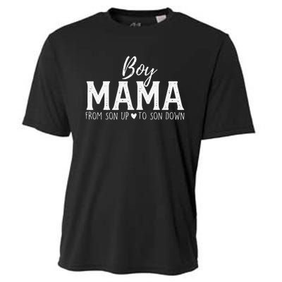 Mama From Son Upto Son Down Funny Mother's Day Fun Mom Cooling Performance Crew T-Shirt