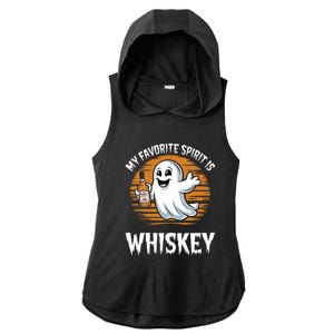 My Favorite Spirit Is Whiskey Funny Halloween Ghost Drinking Ladies PosiCharge Tri-Blend Wicking Draft Hoodie Tank