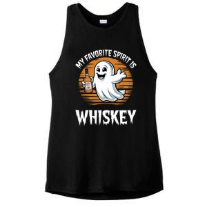 My Favorite Spirit Is Whiskey Funny Halloween Ghost Drinking Ladies PosiCharge Tri-Blend Wicking Tank