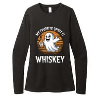 My Favorite Spirit Is Whiskey Funny Halloween Ghost Drinking Womens CVC Long Sleeve Shirt