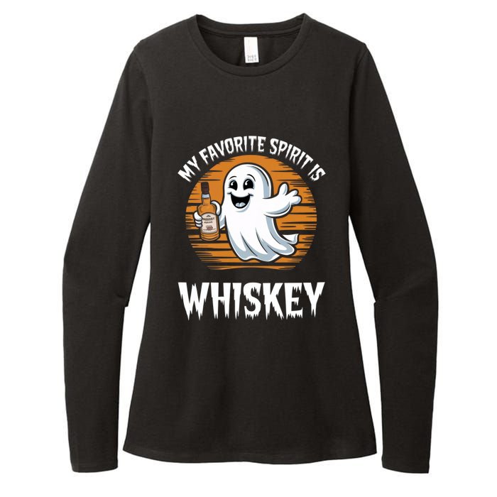 My Favorite Spirit Is Whiskey Funny Halloween Ghost Drinking Womens CVC Long Sleeve Shirt