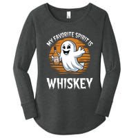 My Favorite Spirit Is Whiskey Funny Halloween Ghost Drinking Women's Perfect Tri Tunic Long Sleeve Shirt