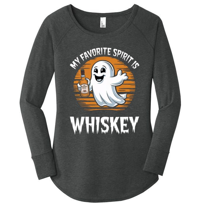 My Favorite Spirit Is Whiskey Funny Halloween Ghost Drinking Women's Perfect Tri Tunic Long Sleeve Shirt